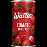 Wattie's Tomato Sauce 575g bottle, a rich, versatile condiment made with quality tomatoes, ideal for enhancing meals.