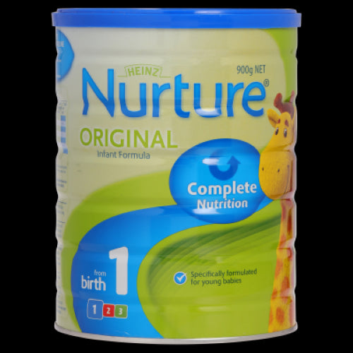 Heinz Nurture Original Infant Formula 900g, providing essential nutrients and DHA for infants' growth from birth.