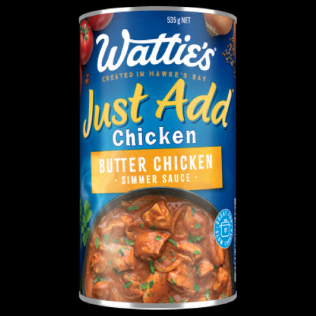 Wattie's Butter Chicken Simmer Sauce: Quick, creamy Indian dish made with tomato base and authentic spices, perfect for busy families.