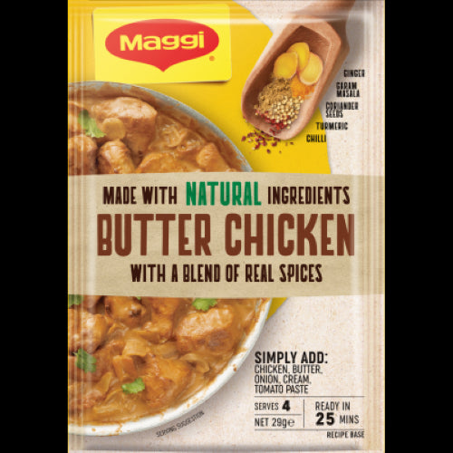 MAGGI Butter Chicken Recipe Base Sachet (29g) for quick, creamy Indian cuisine—just add chicken, butter, and cream.