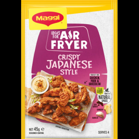 Maggi Air Fryer Crispy Japanese Style Coating Sachet 45g, perfect for flavorful and healthy meals with soy, ginger, and garlic.