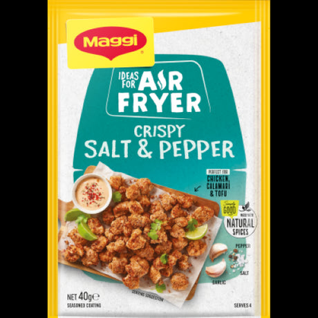 MAGGI Air Fryer Salt & Pepper Seasoned Coating Sachet, 40g, perfect for flavorful, crispy meals like chicken or tofu.