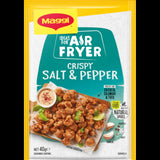 MAGGI Air Fryer Salt & Pepper Coating 40g sachet for crispy, flavorful meals with natural herbs and spices, serves 4.