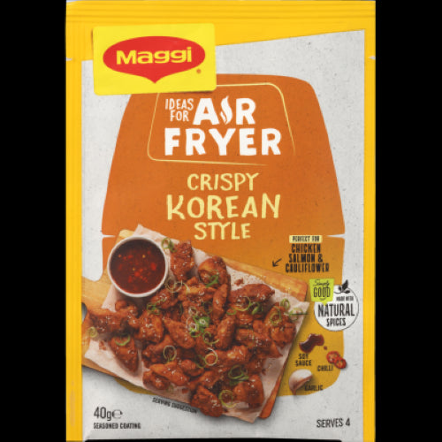Maggi Culinary Air Fryer Crispy Korean Style 40g seasoning for quick, flavorful air fried meals with natural herbs and spices.