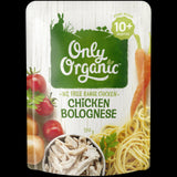 Organic Chicken Bolognese for babies 10+ months, made with free-range chicken and seasonal veggies in a 170g pack.