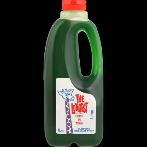 Creamy Longest Drink Lime Milkshake Syrup in a 1-litre bottle, perfect for zesty milkshakes, smoothies, and desserts.
