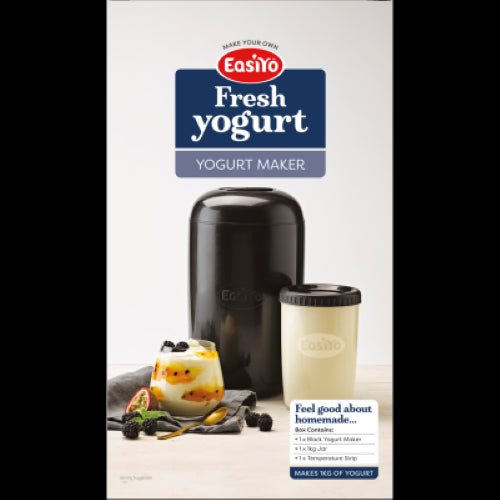 Easiyo Black Yoghurt Maker: Create fresh, healthy yogurt with live cultures, free from artificial ingredients, at home.