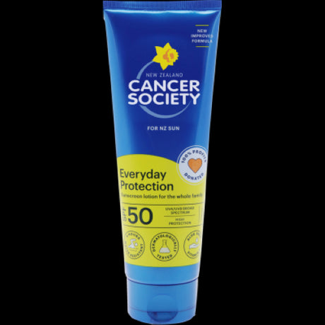 SPF50 sunscreen lotion with Aloe Vera, Vitamin E; broad spectrum protection for the family, 4-hour water-resistant, ethical choice.