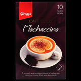 Gregg's Cafe Gold Mochaccino Sachets (10-pack) for a rich, frothy coffee and cocoa blend, perfect for sweet treats at home.