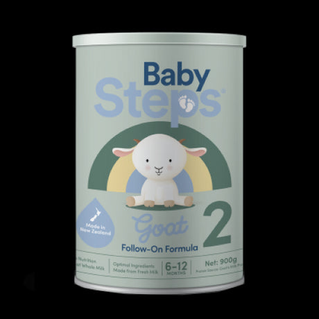 Baby Steps Stage 2 Goat Follow-On Formula 900g, nutritious, easy-to-digest goat milk for infants 6-12 months.