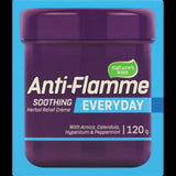 Nature's Kiss Anti-Flamme cream in a 120g jar, featuring herbal extracts for soothing muscle and joint relief.