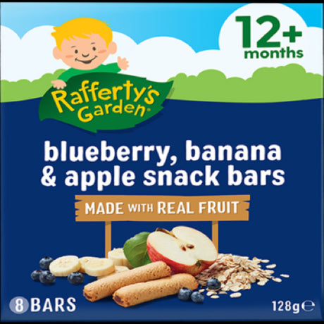 Soft snack bars enriched with blueberry, banana, and apple purees, perfect for toddlers and ideal for on-the-go families.