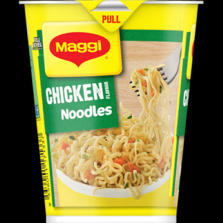 Maggi 2-Minute Chicken Noodles Cup 60g, perfect for quick, flavorful meals on-the-go in just two minutes.