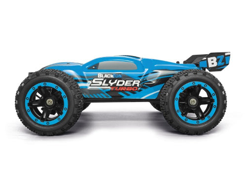 High-performance 1/16 Slyder ST Turbo Blu RC car with sleek design, turbo speed, and durable build for thrilling outdoor racing.