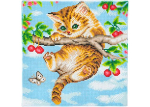DIY rhinestone art kit featuring a cherry kitten design, ideal for family bonding and home decor enhancement.