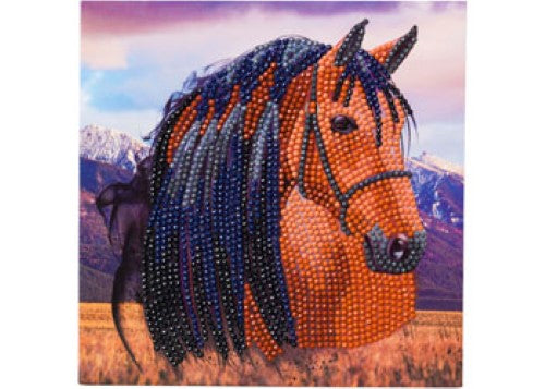 Colorful rhinestone card kit featuring a whimsical horse design, perfect for creative crafting and gifting.