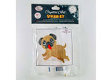 Colorful 9x9cm CrystalArt motif of a playful puppy, ideal for crafting enthusiasts to create vibrant DIY projects.