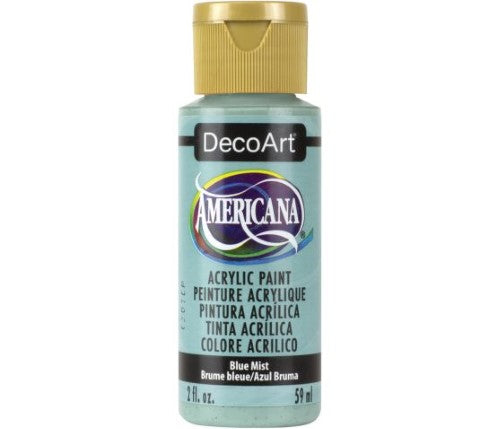 Decoart Americana Acrylic 2oz in Blue Mist, a versatile, fast-drying paint for vibrant projects on various surfaces.