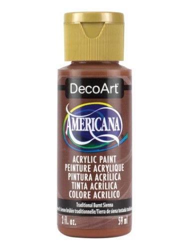 Decoart Americana Acrylic 2oz in Traditional Burnt Sienna, perfect for versatile crafting and fine art with a durable matte finish.