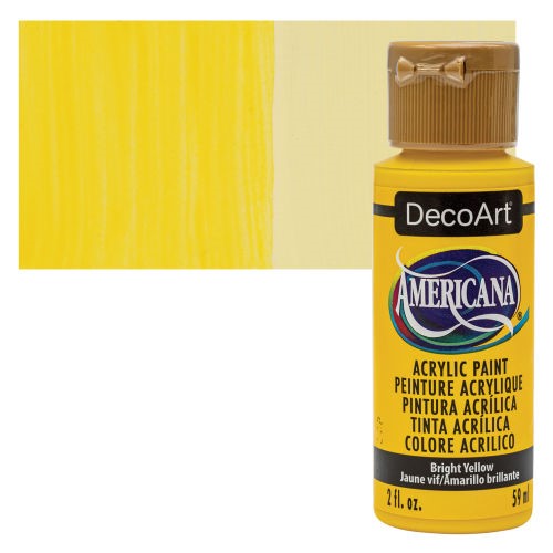 Bright yellow acrylic paint in a 2oz bottle, perfect for vibrant art, crafts, and home decor projects with smooth application.