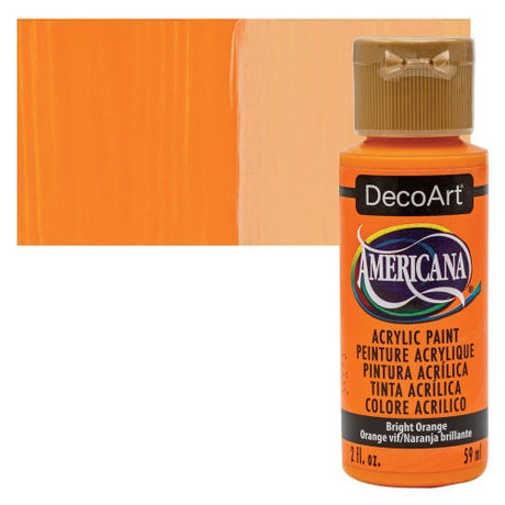 Bright orange acrylic paint in a 2oz bottle, ideal for artists and crafters seeking vibrant color and smooth application.