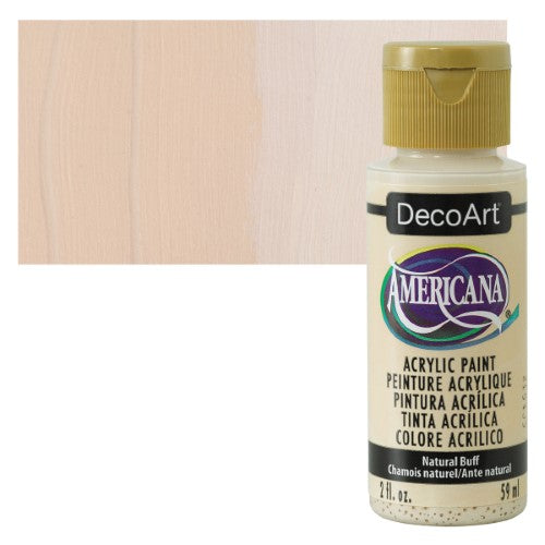 Decoart Americana Acrylic in Natural Buff, a versatile water-based paint for various surfaces, featuring a warm, neutral tone.