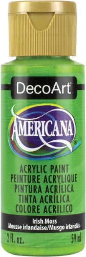 DecoArt Americana Acrylic in Irish Moss, a versatile 2oz paint with a smooth matte finish, ideal for various artistic projects.