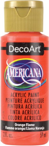 Vibrant 2oz Orange Flame acrylic paint for versatile crafting, art projects, and home decor, featuring smooth consistency and durability.