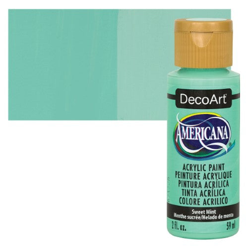 Decoart Americana Acrylic in SWEET MINT - vibrant, water-based paint for artists with excellent coverage and matte finish.