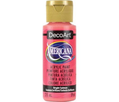 Bright Salmon acrylic paint in 2oz, ideal for various surfaces, offering vibrant color and easy blending for creative projects.