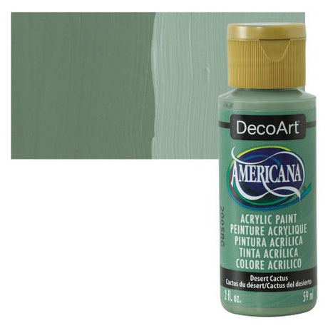 Decoart Americana Acrylic paint in Desert Cactus, showcasing vibrant color for versatile art projects on various surfaces.