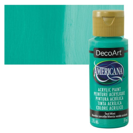 Teal Mint acrylic paint in 2oz bottle, versatile and vibrant, perfect for various crafting and painting projects.