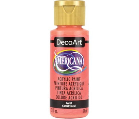 DecoArt Americana Acrylic in Coral - a 2oz tube of vibrant, durable paint for versatile art and craft projects.