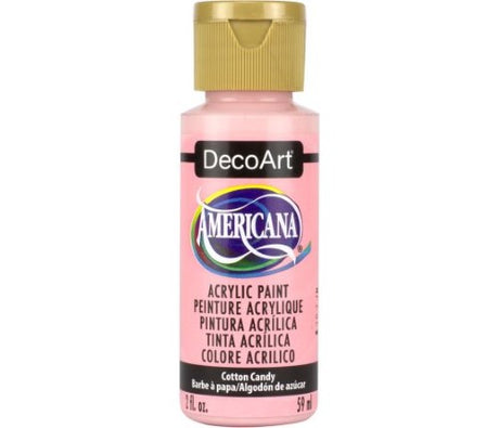 DecoArt Americana Acrylic in Cotton Candy, a 2oz premium paint for vibrant, smooth, and versatile craft projects.