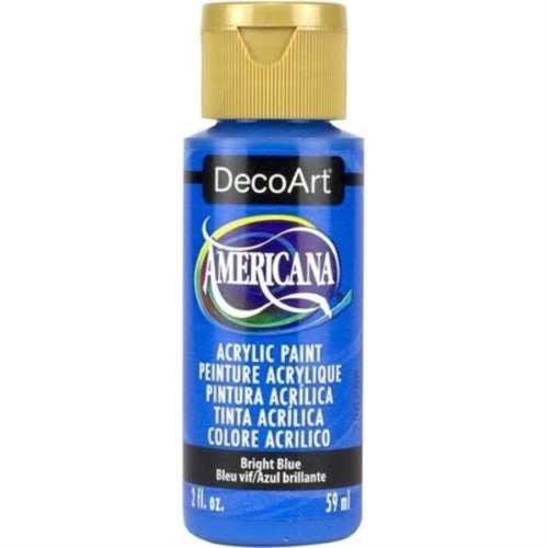 DecoArt Americana Acrylic 2oz in Bright Blue, perfect for vibrant art on various surfaces, easy application and clean up.