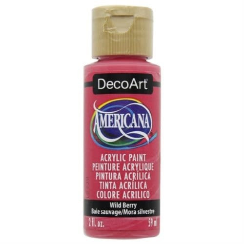 DecoArt Americana Acrylic paint in Wild Berry, vibrant 2oz for versatile crafting on various surfaces with a matte finish.