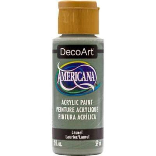 DecoArt Americana Acrylic in laurel color, ideal for various surfaces with superior coverage and smooth application.