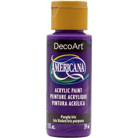 Decoart Americana Acrylic 2oz in vibrant Purple Iris, ideal for versatile painting on various surfaces.