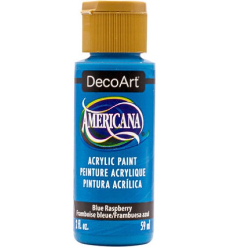 Vibrant Blue Raspberry acrylic paint in a 2oz bottle, ideal for versatile DIY projects and fine art, with superior coverage and durability.