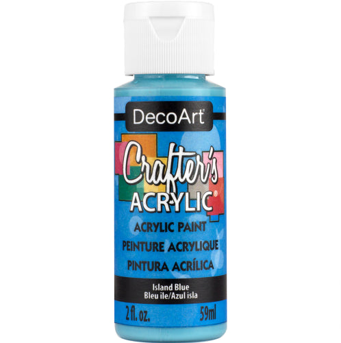 Vibrant ISLAND BLUE Crafter's Acrylic Paint (59ml) for smooth, high-coverage application on various surfaces.