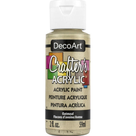 Decoart Crafter's Acrylic Paint in Oatmeal, 59ml, perfect for smooth application on various surfaces like wood and canvas.