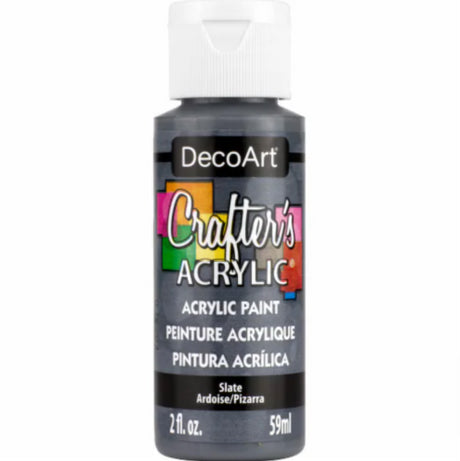 Decoart Crafter's Acrylic Paint in Slate, 59ml, versatile for wood, canvas, and ceramics with rich, vibrant color.