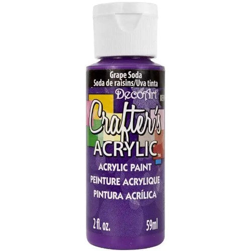 Vibrant Grape Soda acrylic paint by Decoart, ideal for versatile crafting on various surfaces, easy to blend and apply.