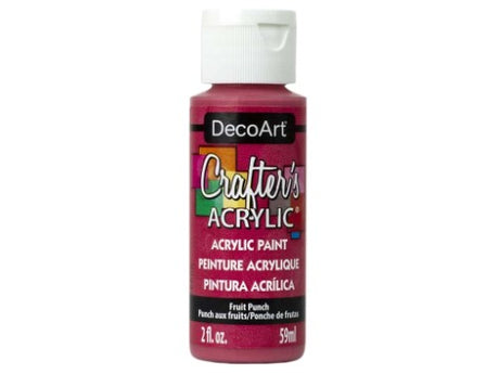 Vibrant 2oz Decoart Crafter's Acrylic Paint in Fruit Punch, perfect for DIY projects and blending on various surfaces.