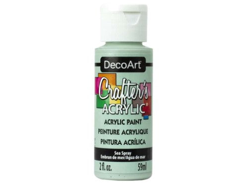 Bottle of Decoart Crafter's Acrylic Paint in Sea Spray, vibrant water-based paint ideal for various surfaces and creative projects.