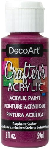 Bright Raspberry Sorbet acrylic paint in a 59ml bottle, perfect for smooth application on various surfaces and blending.