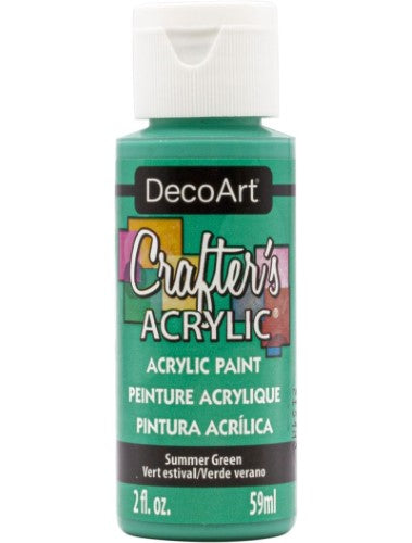 Decoart Crafter's Acrylic Paint in Summer Green, a vibrant 2oz for smooth application on various surfaces.