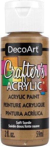 DecoArt Crafter's Acrylic Paint in Soft Suede, 59ml, perfect for smooth application and vibrant coverage on various surfaces.