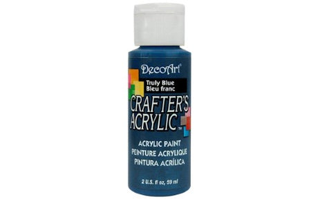 Vibrant 2oz Truly Blue acrylic paint for smooth application on various surfaces, perfect for artists and crafters.