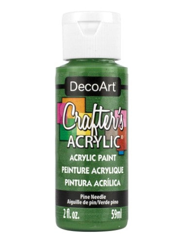 Decoart Crafter's Acrylic Paint in Pine Needle, a 59ml deep green paint ideal for smooth application on various surfaces.